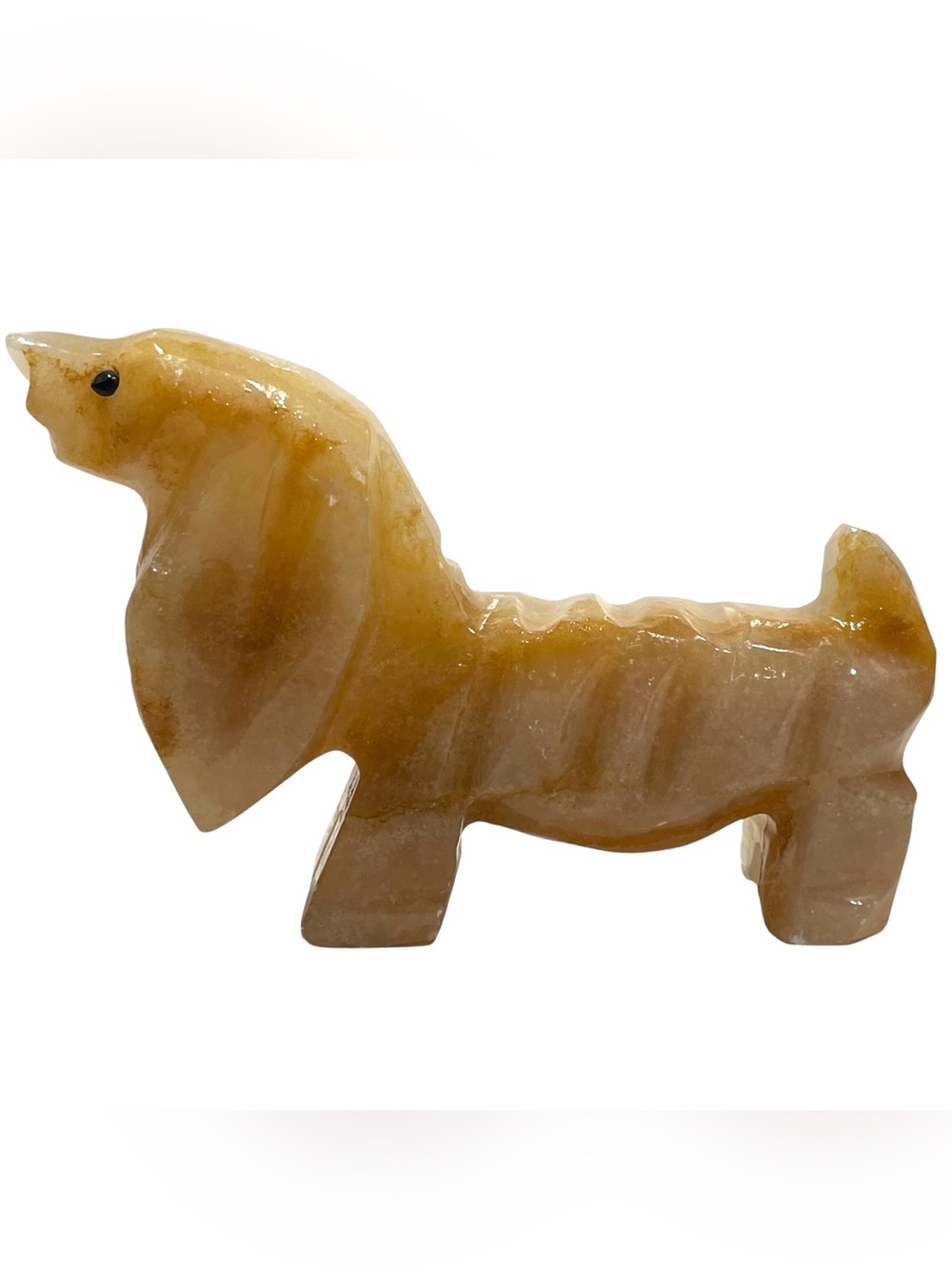 Vintage 1960s Hand Carved Onyx Marble Spaniel Dog Paperweight Mid-Century Moden
